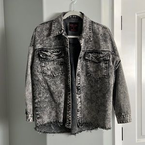 Distressed Black Denim Jacket
